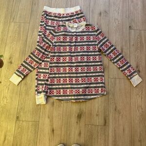 Stars Above Red and Gray Patterned Pajama Set